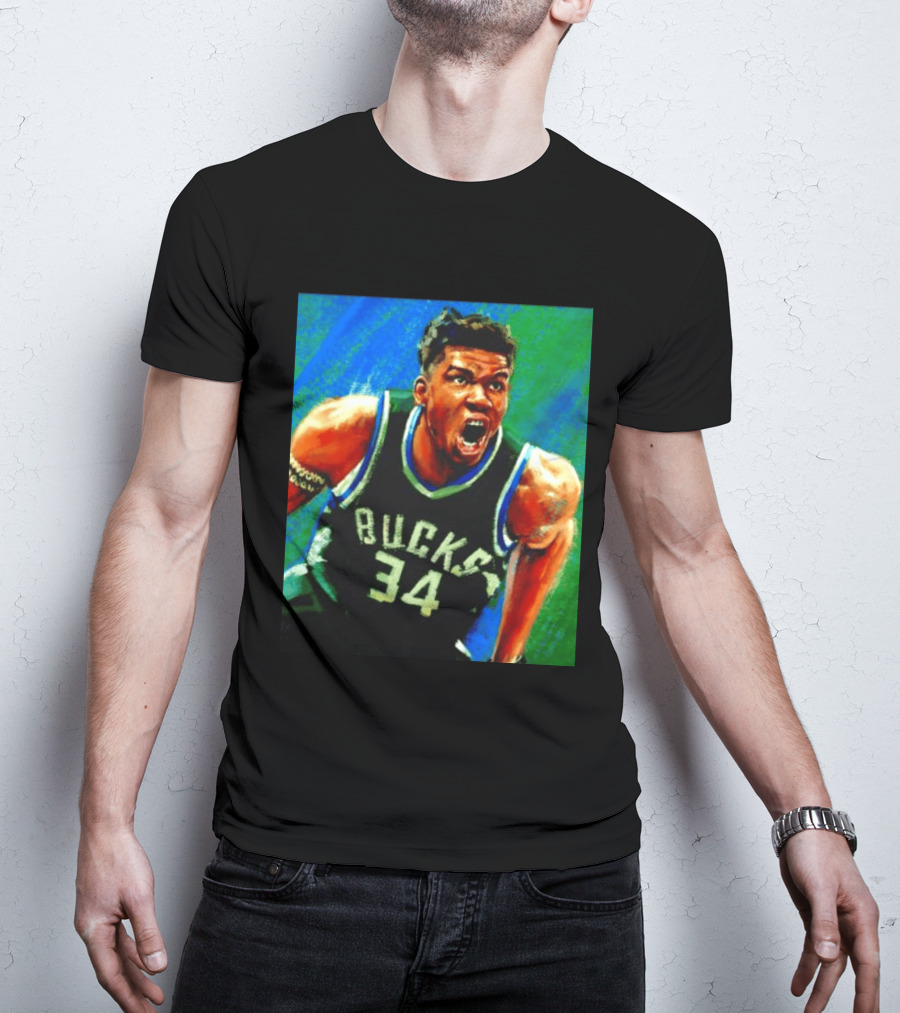 Giannis Antetokounmpo Bucks No 34 Jersey Art Basketball Star T-Shirt