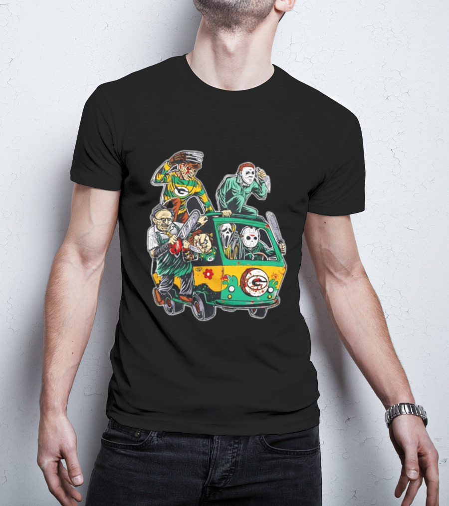 Horror Villains Green Bay Packers Mystery Machine T-Shirt