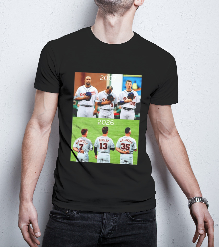 Detroit Tigers 2007 2026 McGonigle Dingler Verlander Comparison T-Shirt