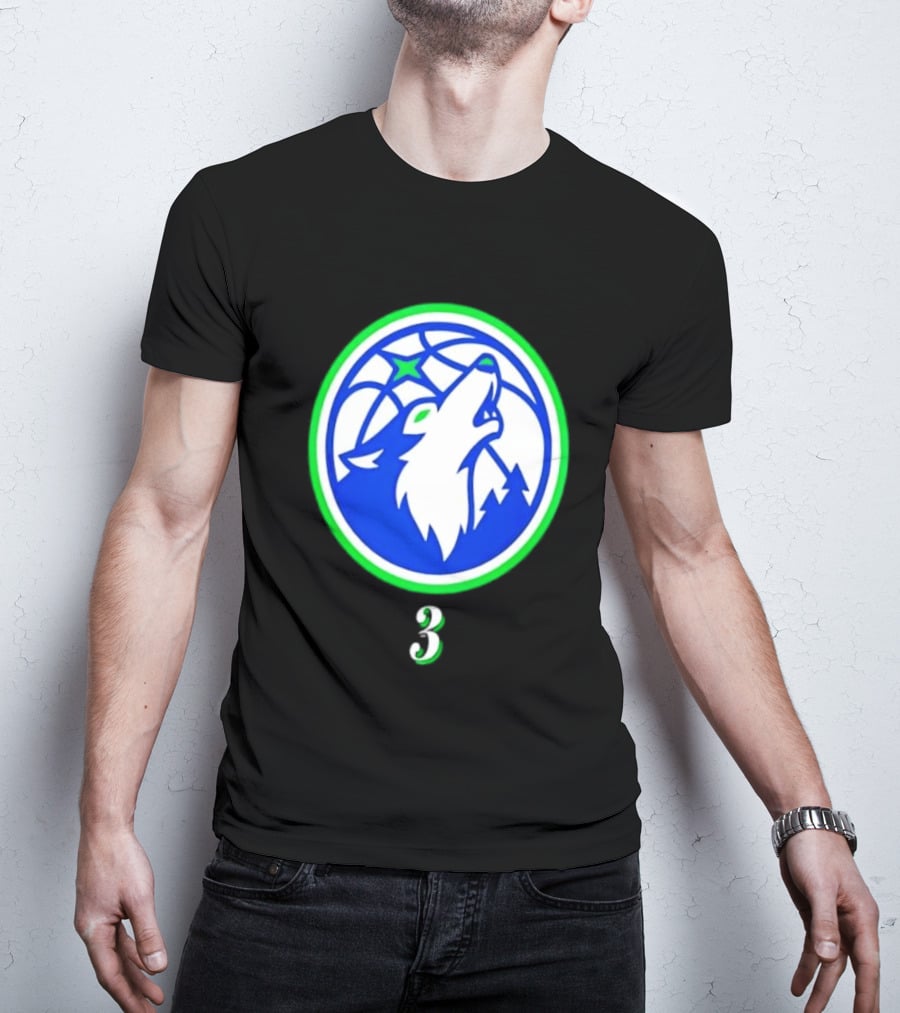 Jaden McDaniels Minnesota Timberwolves 3 Wolf Basketball T-Shirt