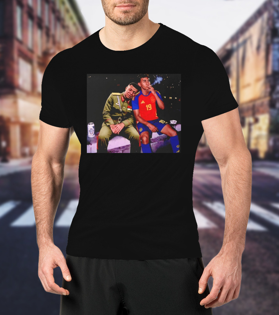 Kylian Mbappe And Lamine Yamal Smoking Spain Number 19 Soccer T-Shirt