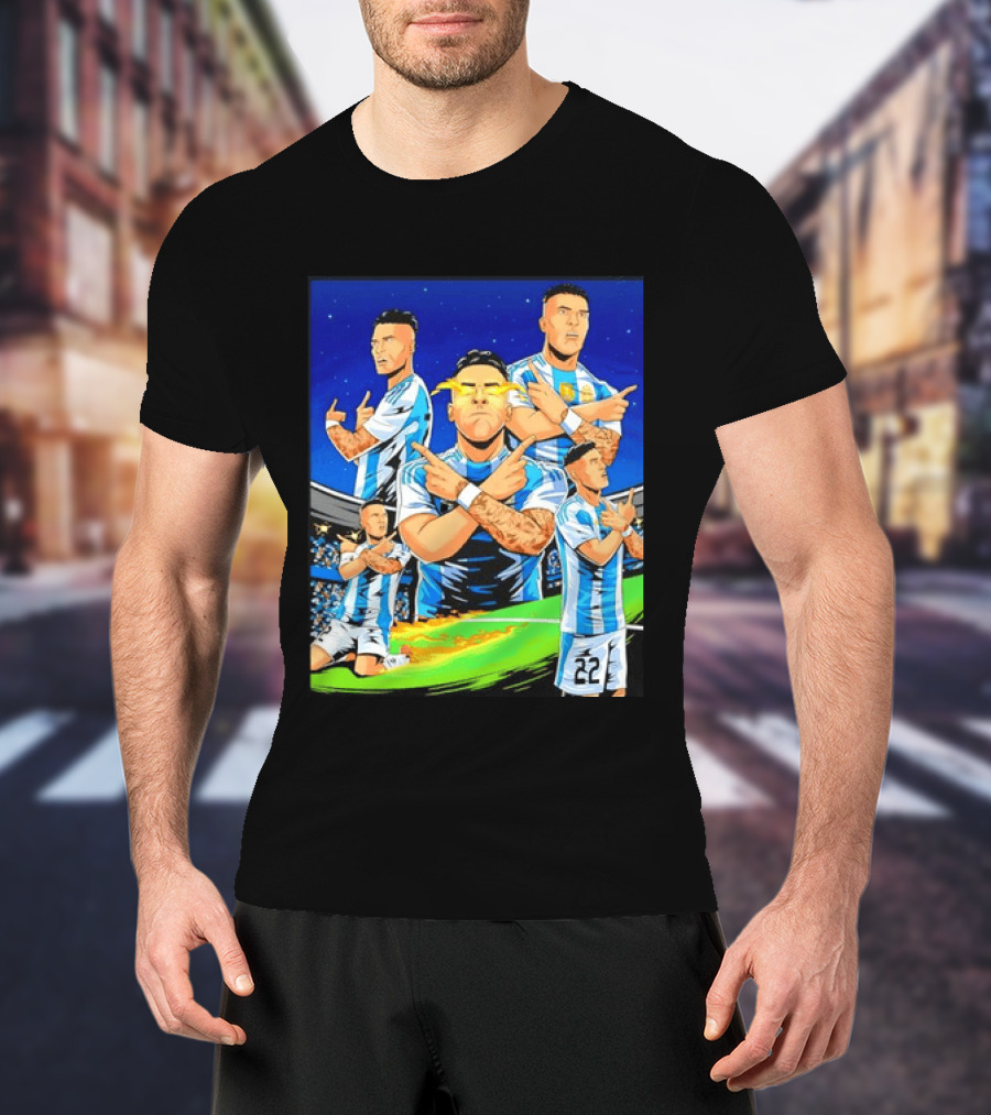 Lautaro Martinez Argentina National Team Collage Soccer Star Celebration T-Shirt