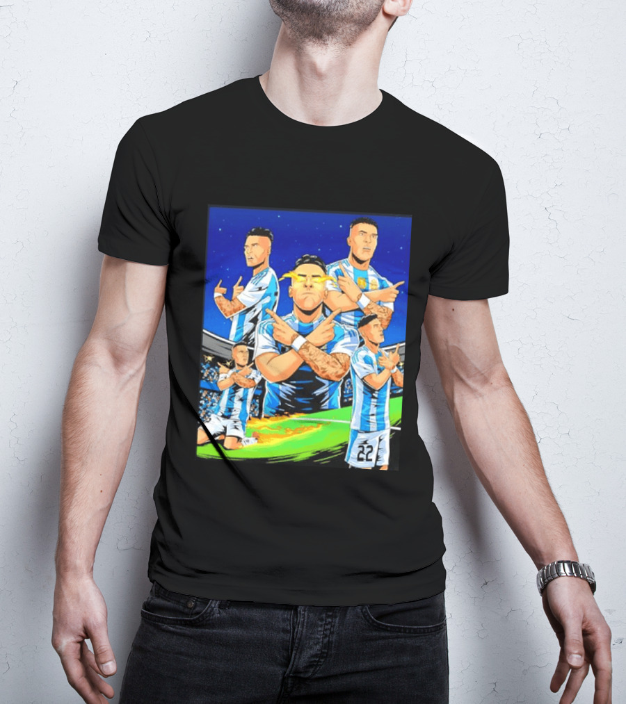 Lautaro Martinez Argentina National Team Collage Soccer Star Celebration T-Shirt