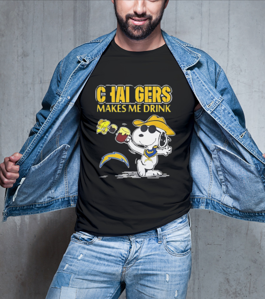 Snoopy Drinking Beer Chargers Makes Me Drink T-Shirt