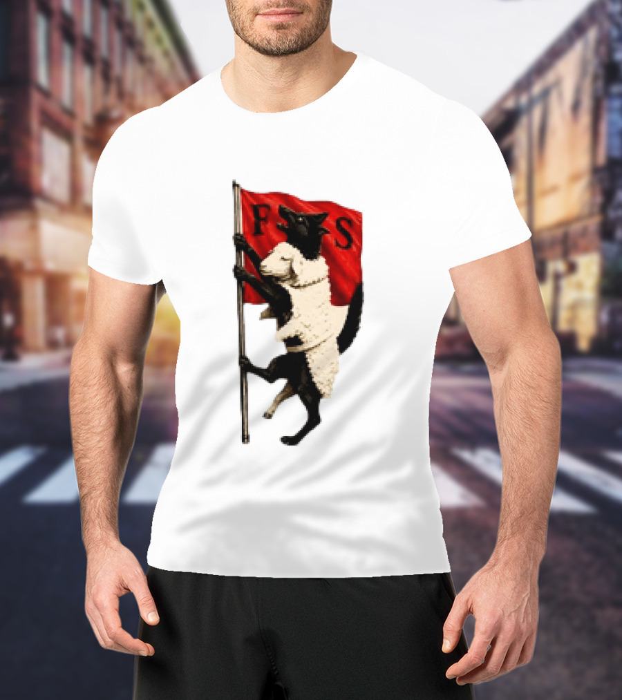 FS Black Cat Carrying Lamb Red Flag T-Shirt