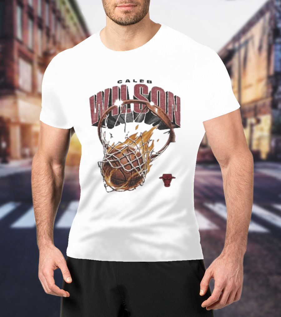 Caleb Wilson Chicago Bulls Basketball On Fire T-Shirt
