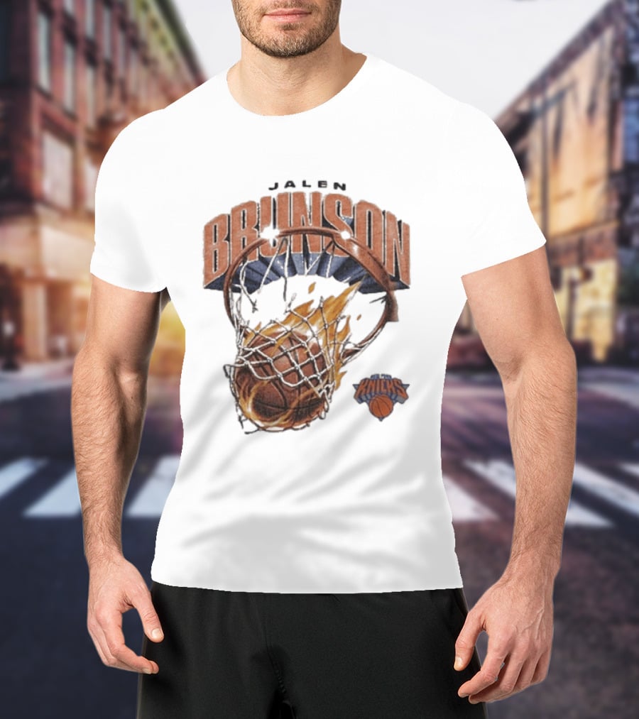 Jalen Brunson New York Knicks Basketball On Fire T-Shirt