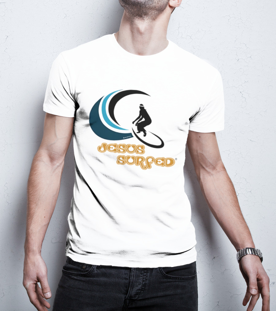 Jesus Surfed Christianity Faith Surfing T-Shirt