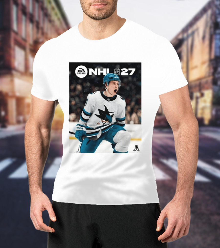 EA Sports NHL 27 Macklin Celebrini San Jose Sharks Cover Athlete NHLPA T-Shirt