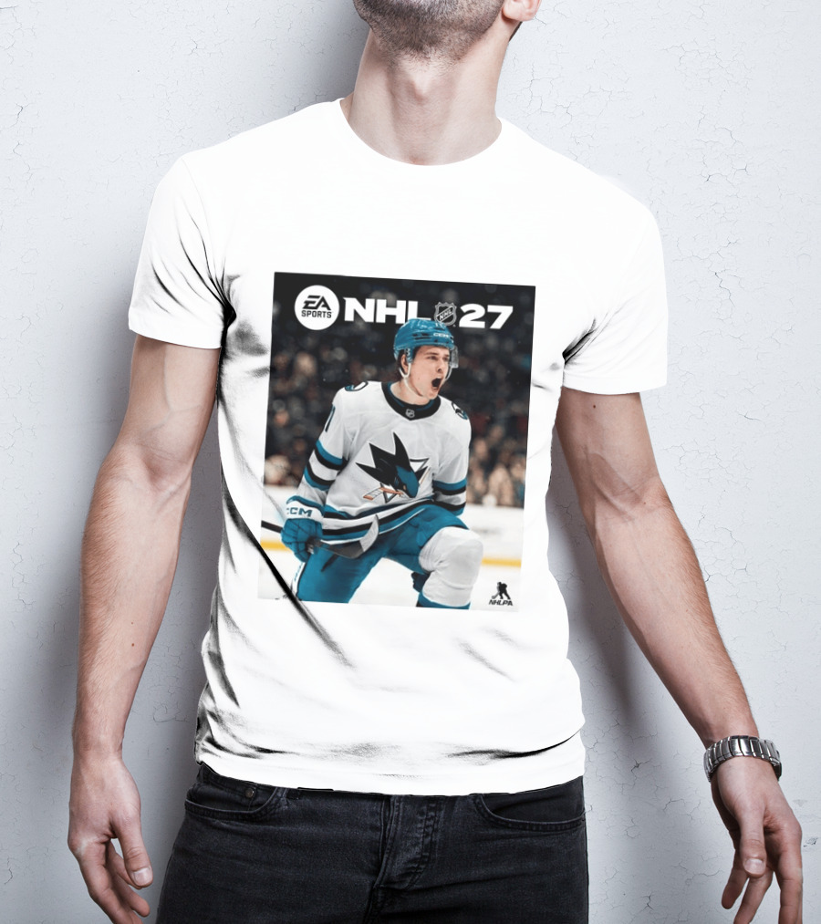 EA Sports NHL 27 Macklin Celebrini San Jose Sharks Cover Athlete NHLPA T-Shirt