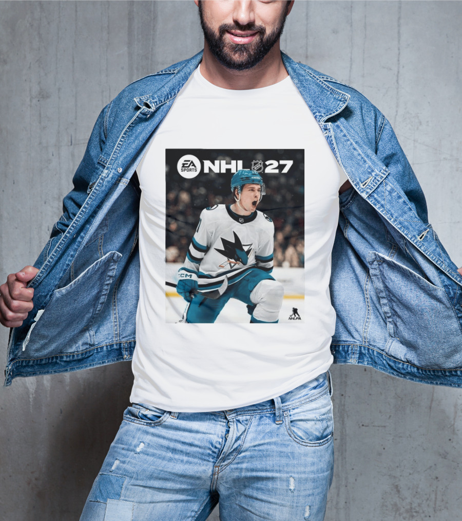 EA Sports NHL 27 Macklin Celebrini San Jose Sharks Cover Athlete NHLPA T-Shirt
