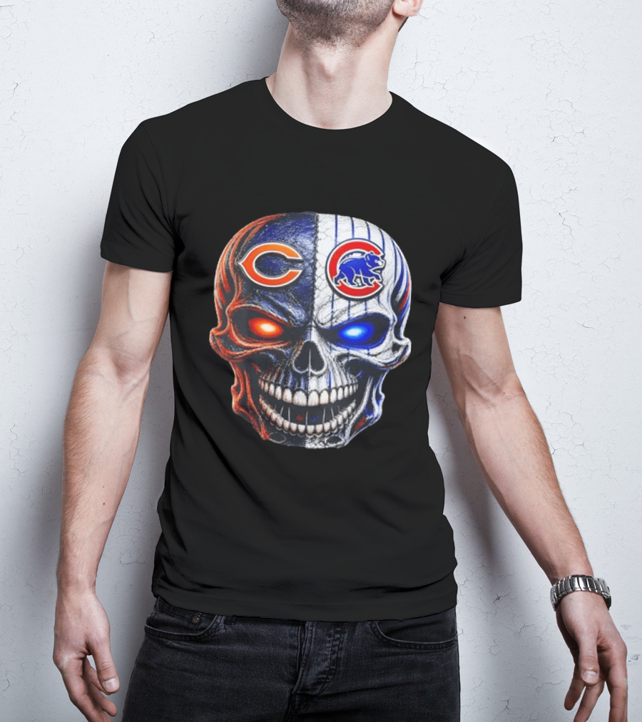 Chicago Bears Cubs Skull Split T-Shirt