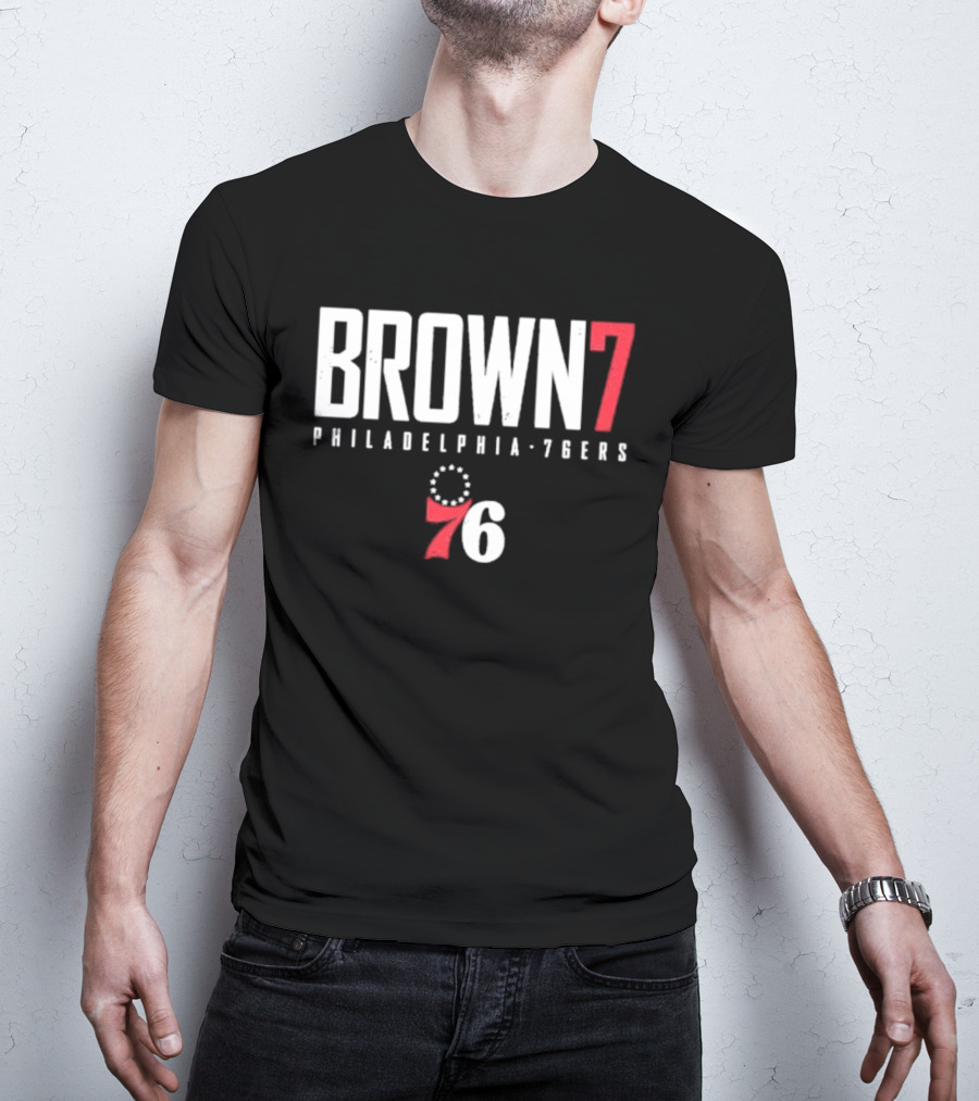 BROWN 7 Philadelphia 76ers 76 Circle Stars T-Shirt