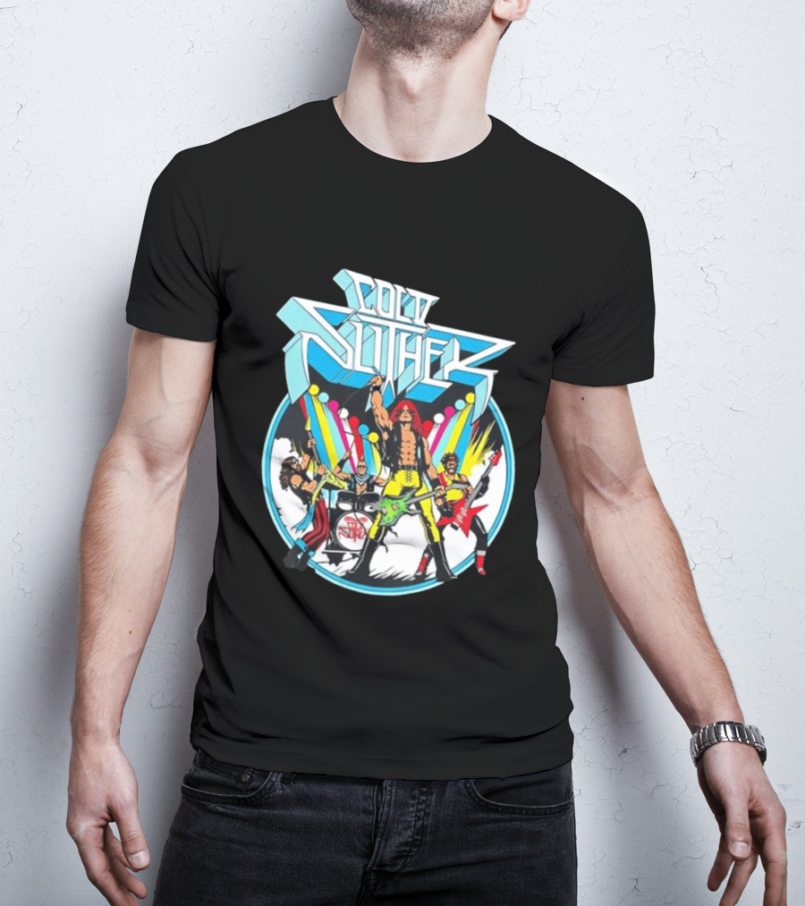 Cold Slither Band Members Rocking Live Performance Retro Vibes T-Shirt