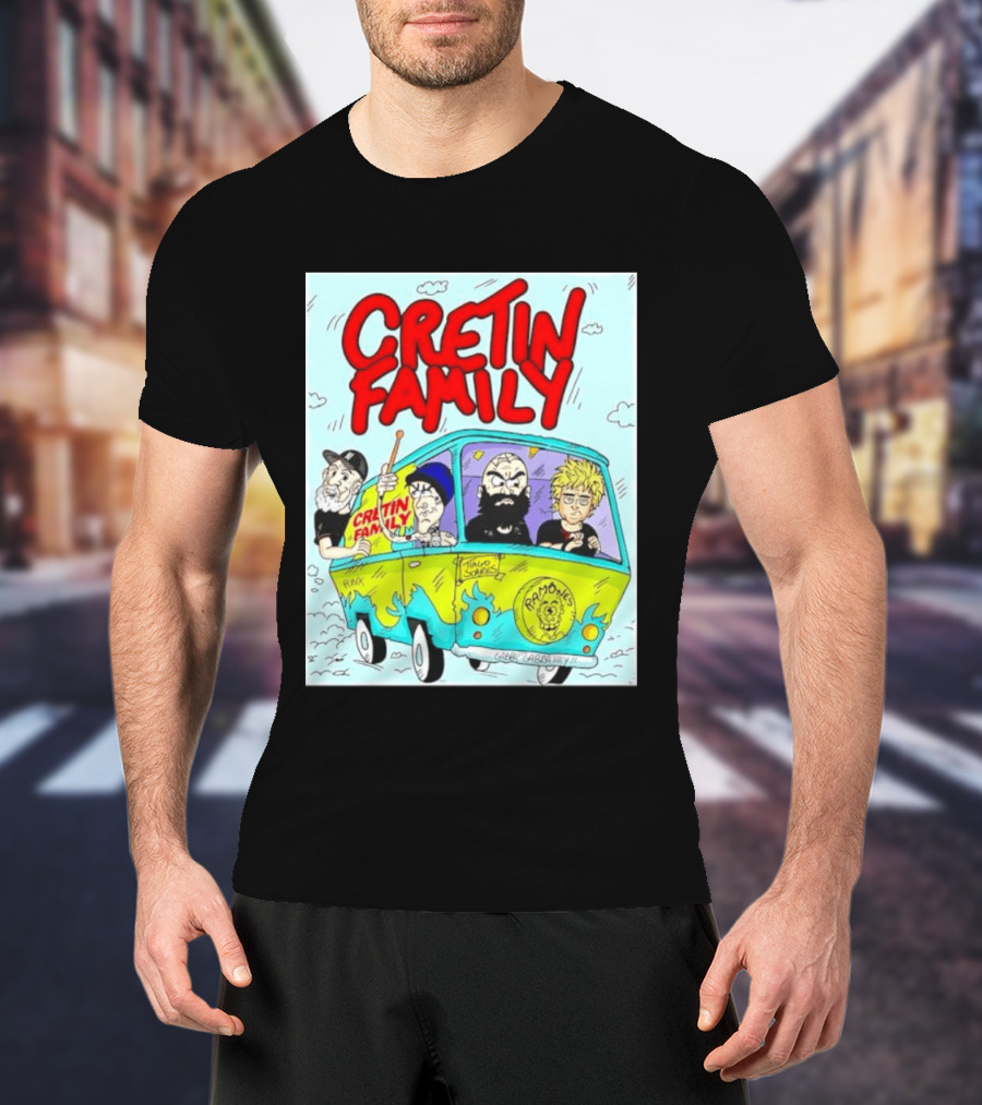 Cretin Family Punk Ramones Gabba Gabba Hey Van Cartoon T-Shirt