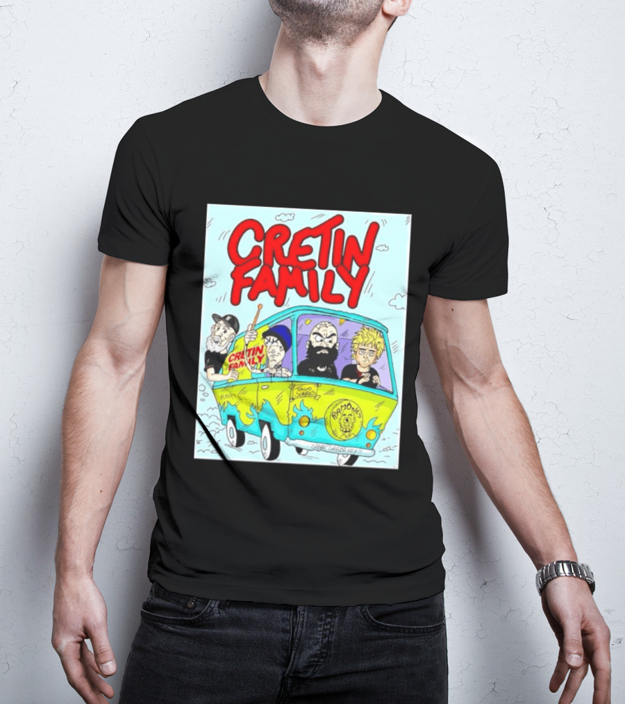 Cretin Family Punk Ramones Gabba Gabba Hey Van Cartoon T-Shirt
