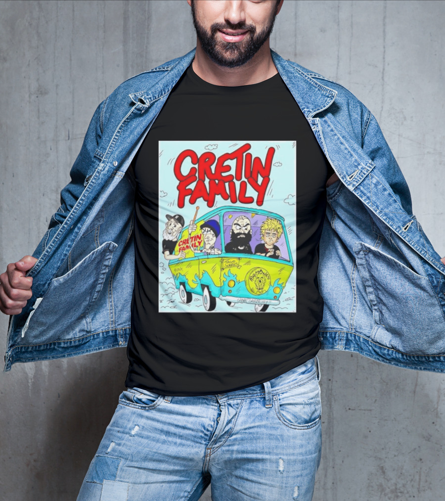 Cretin Family Punk Ramones Gabba Gabba Hey Van Cartoon T-Shirt
