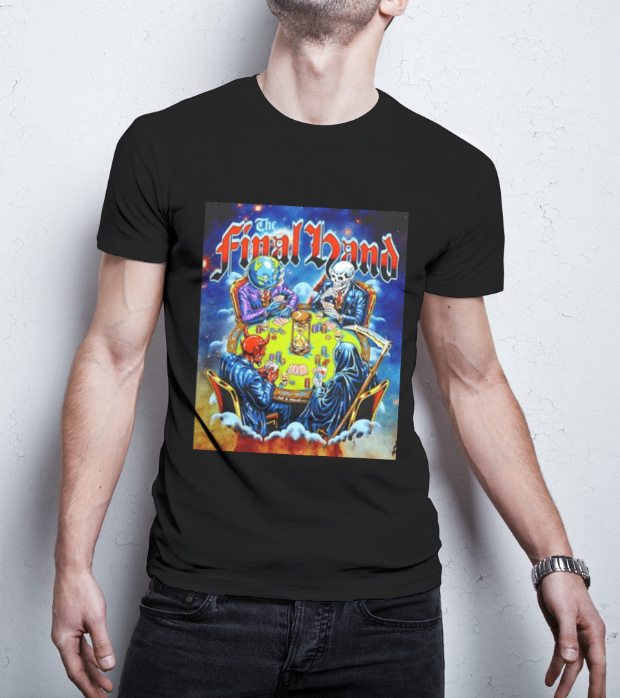 The Final Hand Poker Game Skeleton Grim Reaper Skull Players Atmosphere T-Shirt