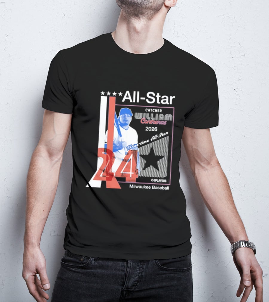 All Star Catcher William Contreras Milwaukee Baseball 2026 24 Three Time T-Shirt