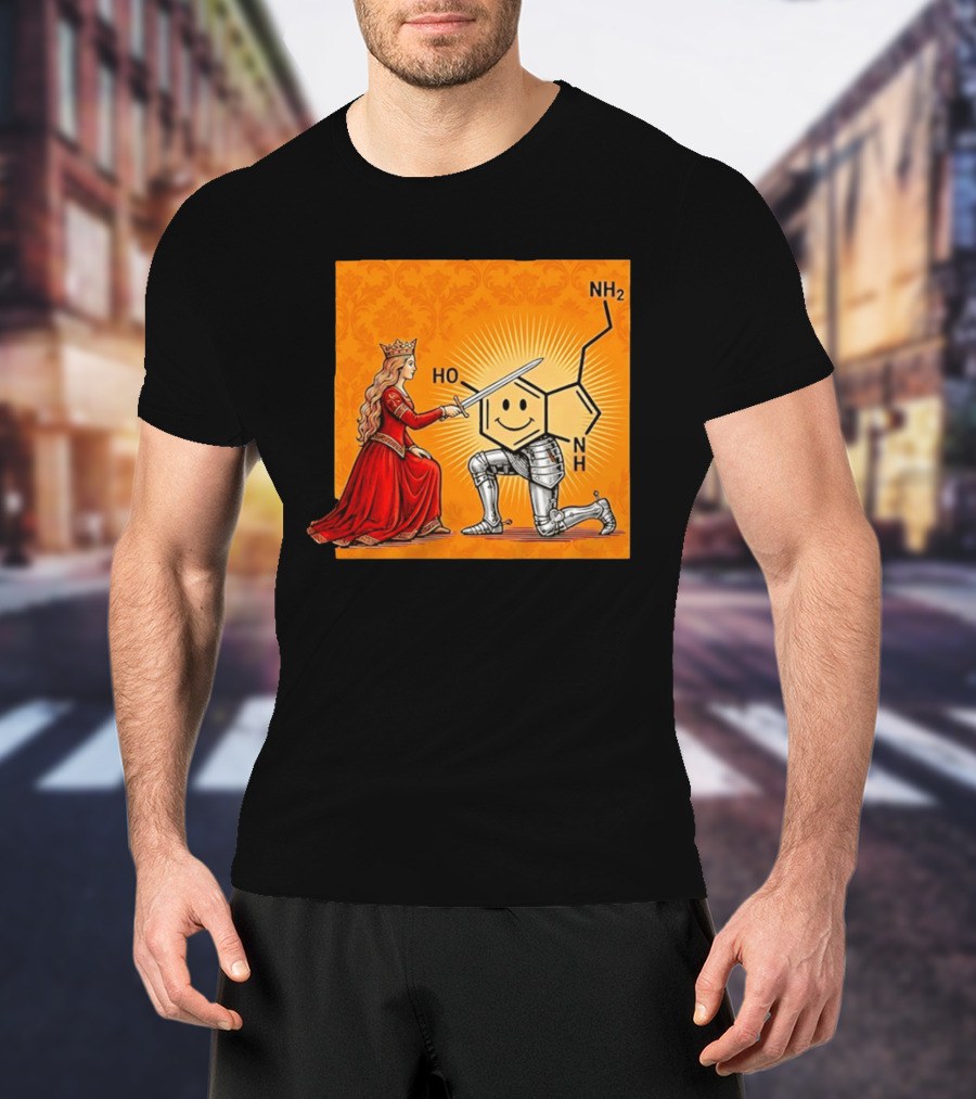 Sir Otonin Serotonin Molecule Knight Queen Chemistry T-Shirt