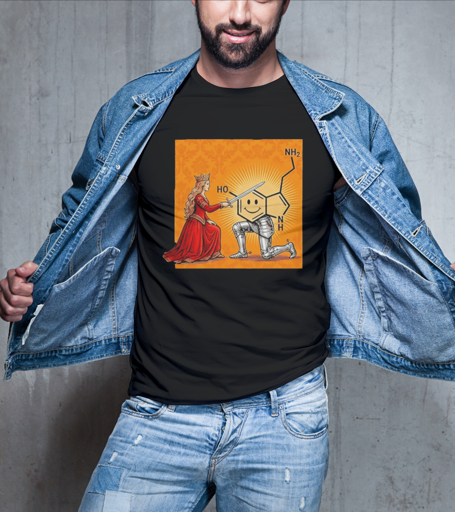 Sir Otonin Serotonin Molecule Knight Queen Chemistry T-Shirt