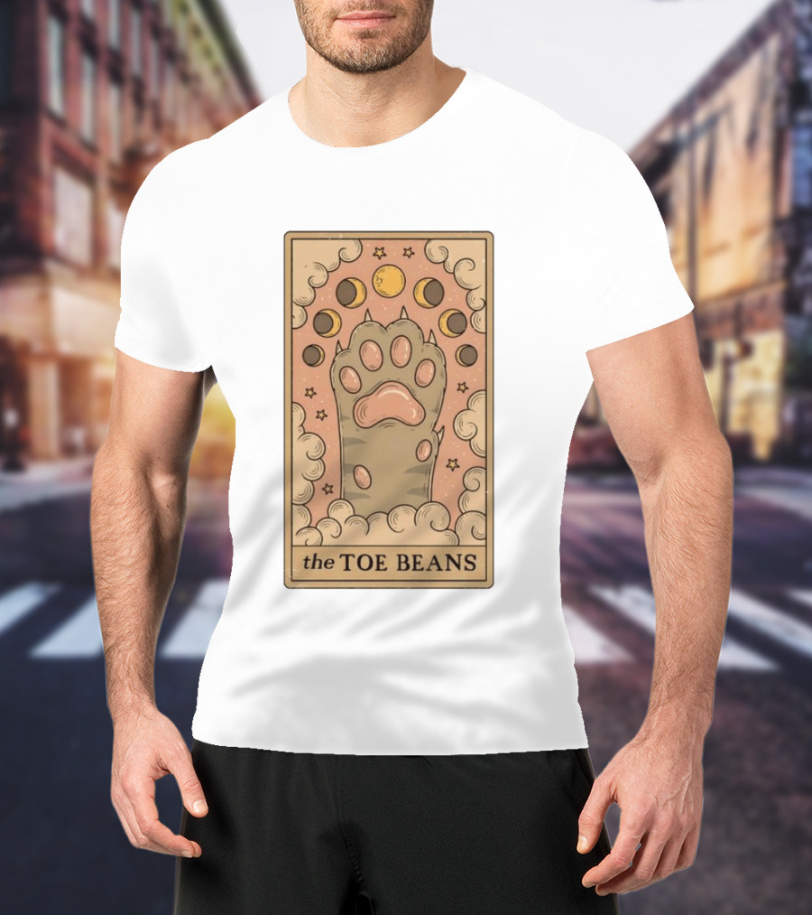 Cat Paw Toe Beans Tarot Moon Phases Card T-Shirt