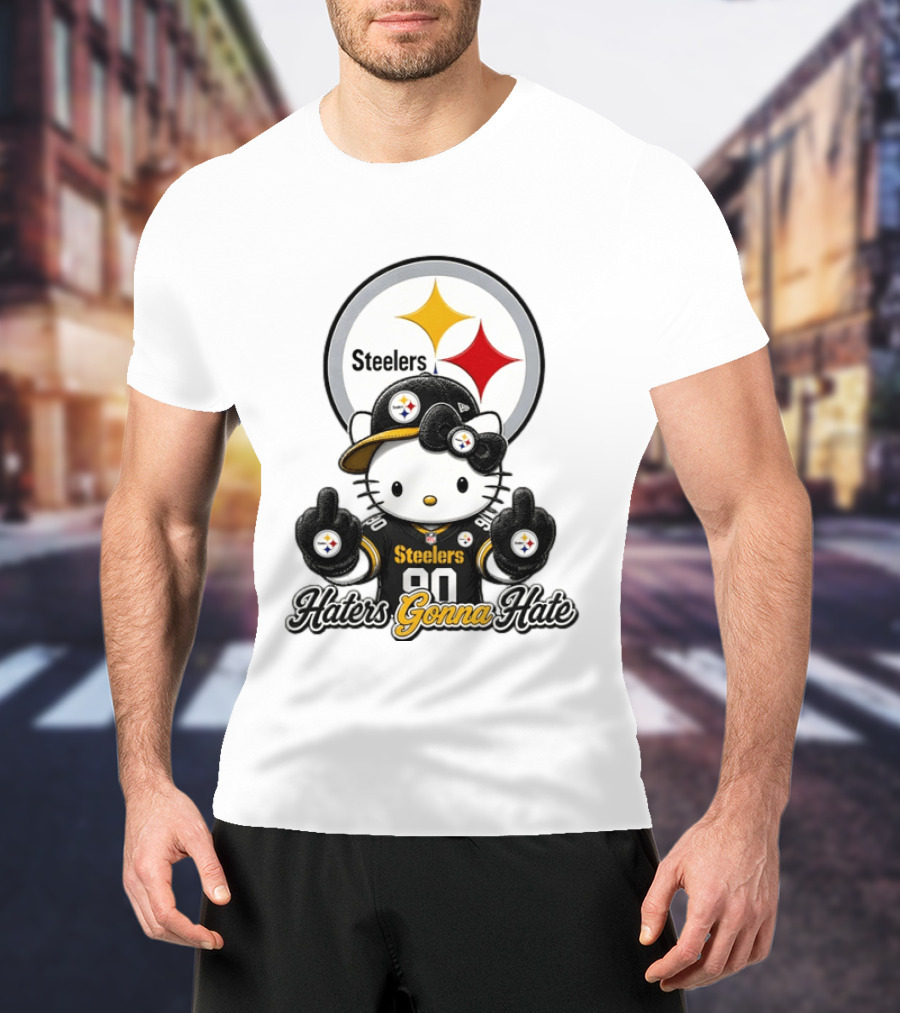 Hello Kitty Steelers Middle Finger Haters Gonna Hate T-Shirt