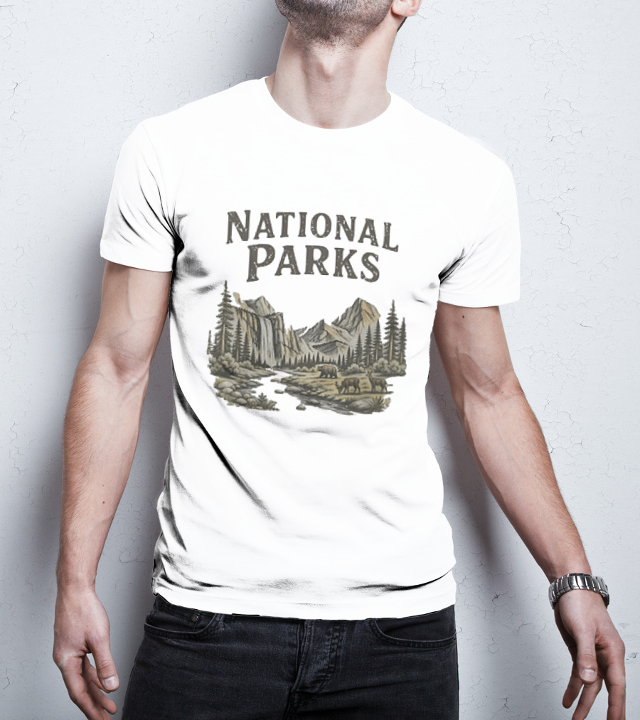 Protect Our National Parks Leave No Trace Nature Yosemite Bears Deer Mountains Forest T-Shirt