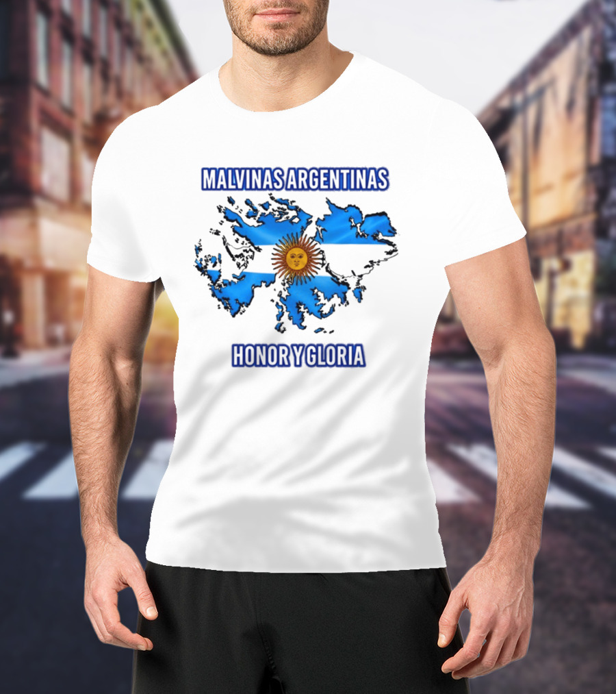 Malvinas Argentinas Honor Y Gloria Sun Symbol Map T-Shirt