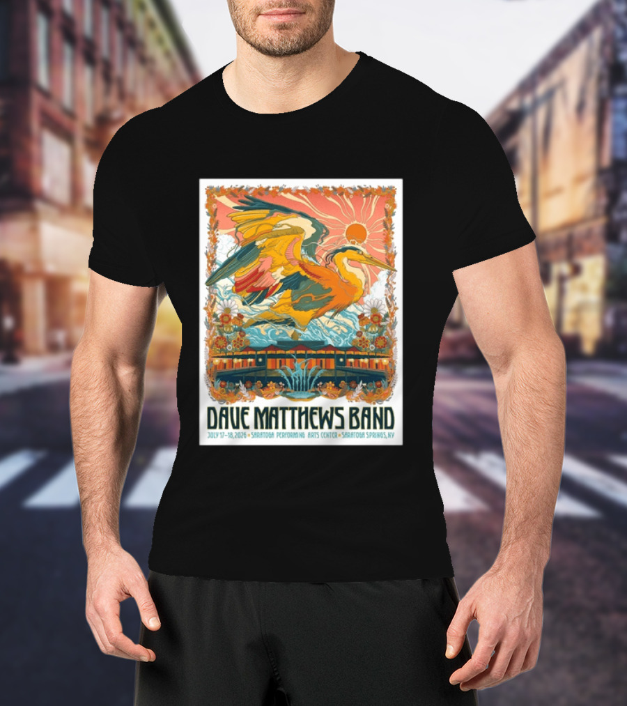 Dave Matthews Band July 17 18 2026 Saratoga Performing Arts Center Heron Art Saratoga Springs NY T-Shirt