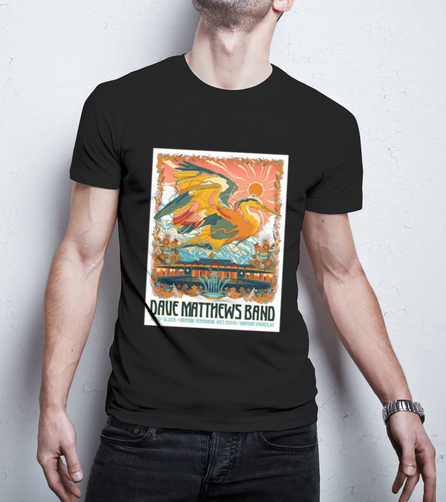 Dave Matthews Band July 17 18 2026 Saratoga Performing Arts Center Heron Art Saratoga Springs NY T-Shirt