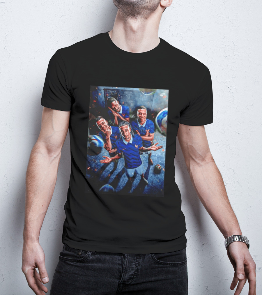 France National Team Players Collage Blue Jerseys Football Stars T-Shirt