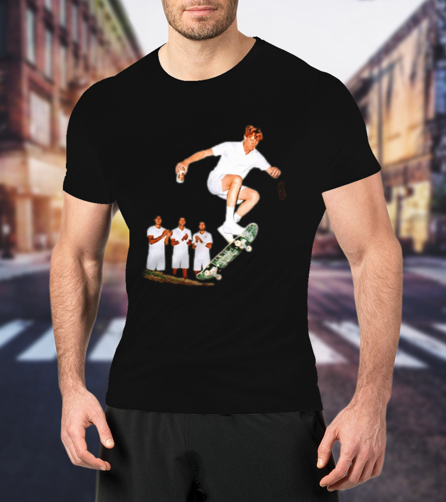 Jannik Sinner Skateboarding Wimbledon Men's Singles Italy 2026 Tennis Champion Jump T-Shirt