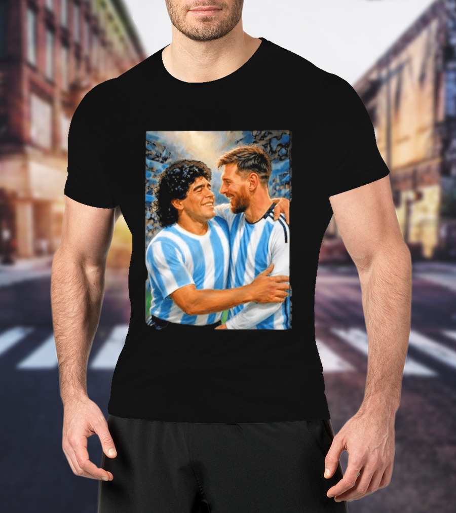 Lionel Messi Maradona Argentina Football Legends Digital T-Shirt