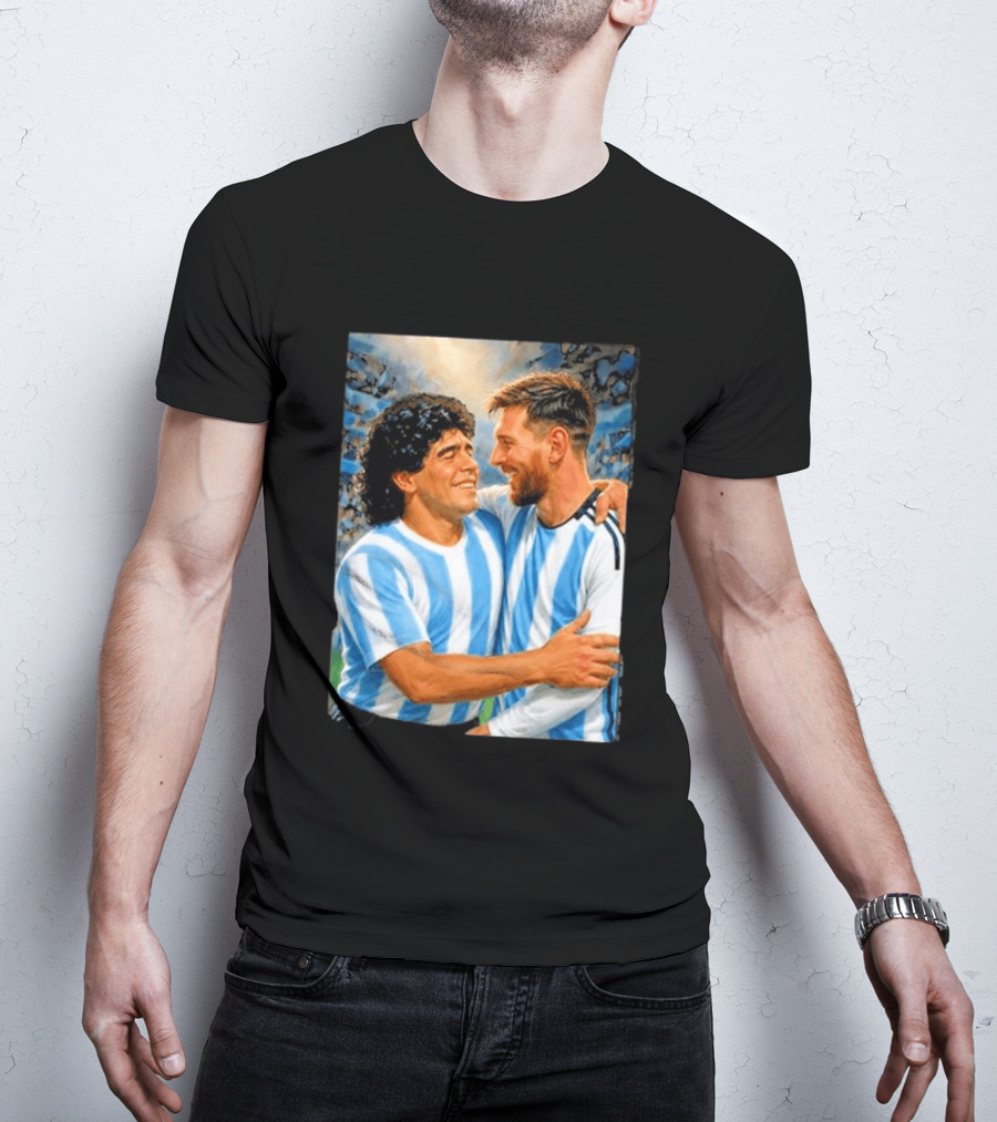 Lionel Messi Maradona Argentina Football Legends Digital T-Shirt