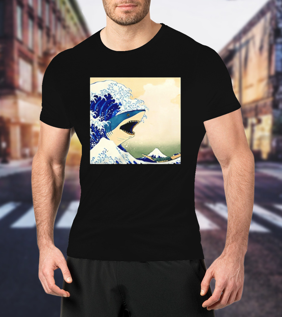 The Great Wave Off Kanagawa Sharks Fusion Art Japan Ukiyo E T-Shirt