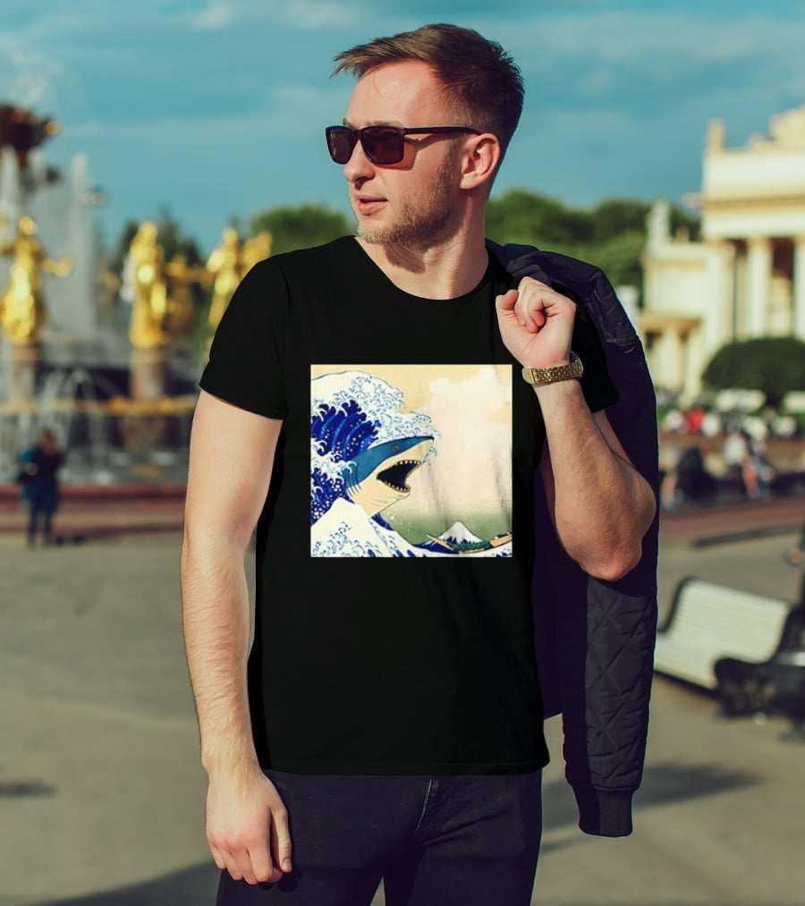 The Great Wave Off Kanagawa Sharks Fusion Art Japan Ukiyo E T-Shirt