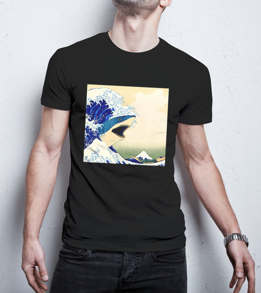 The Great Wave Off Kanagawa Sharks Fusion Art Japan Ukiyo E T-Shirt