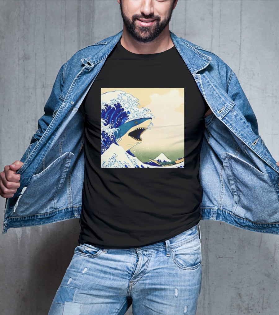 The Great Wave Off Kanagawa Sharks Fusion Art Japan Ukiyo E T-Shirt