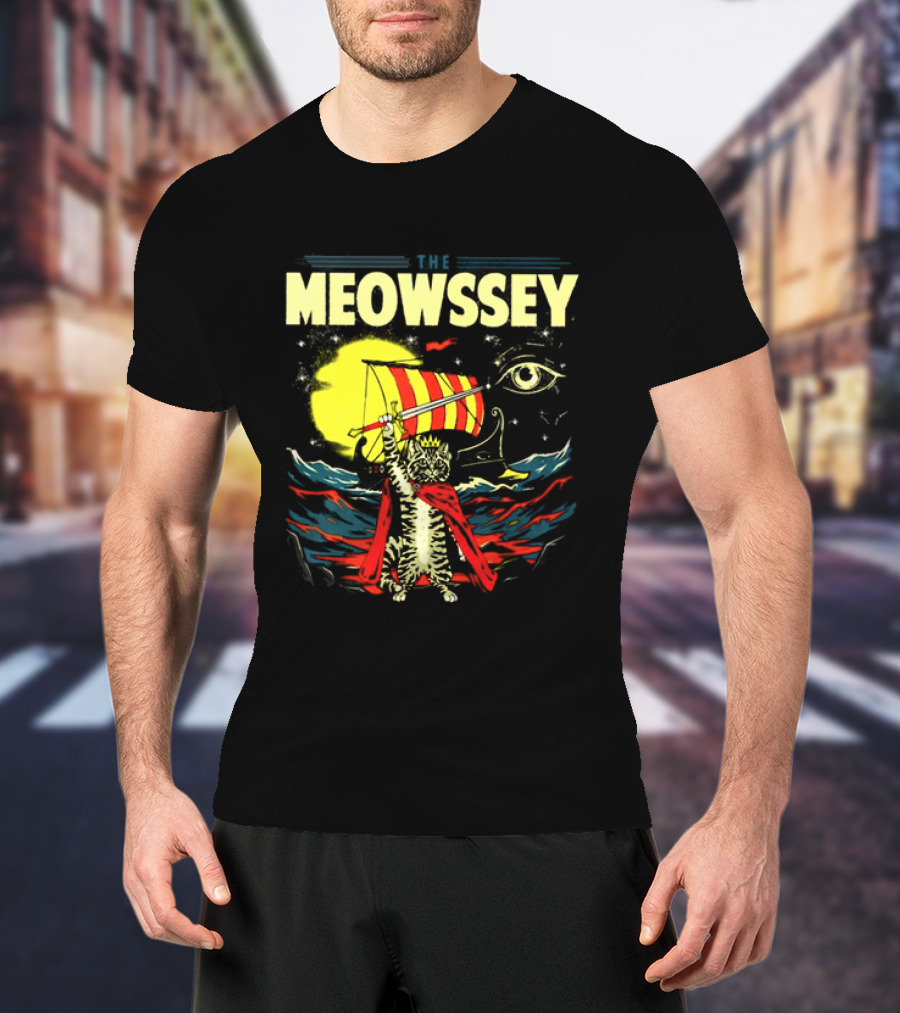 The Meowssey Vintage Odyssey Cat With Eye And Stripes T-Shirt