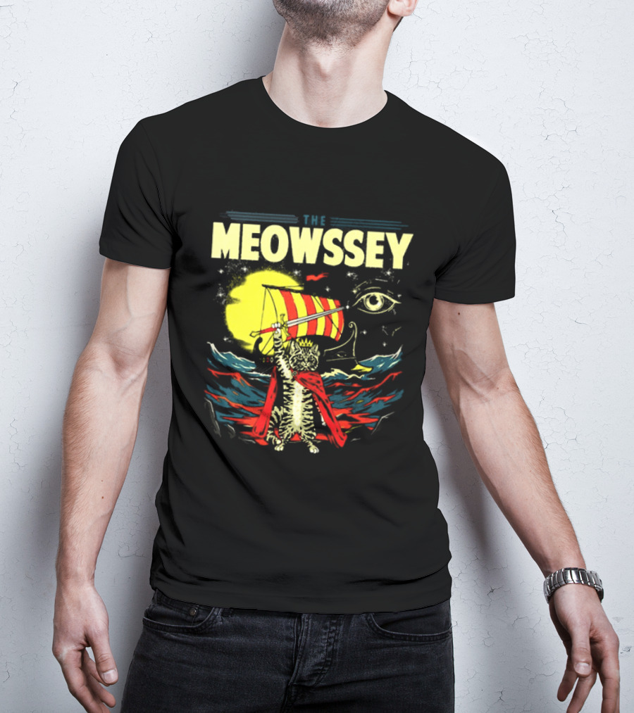 The Meowssey Vintage Odyssey Cat With Eye And Stripes T-Shirt