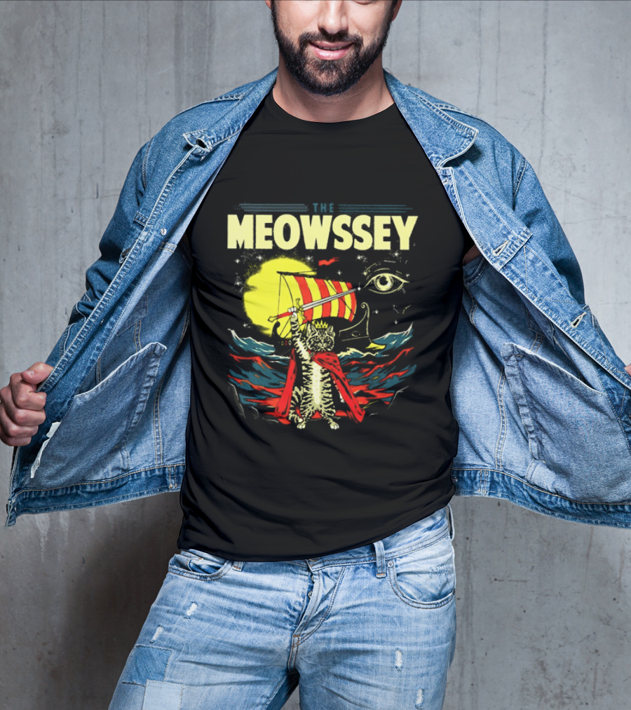 The Meowssey Vintage Odyssey Cat With Eye And Stripes T-Shirt