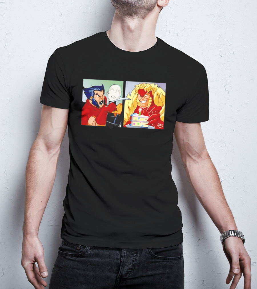 Wolverine And Morph Shouting At Sabretooth Birthday Cake Meme T-Shirt