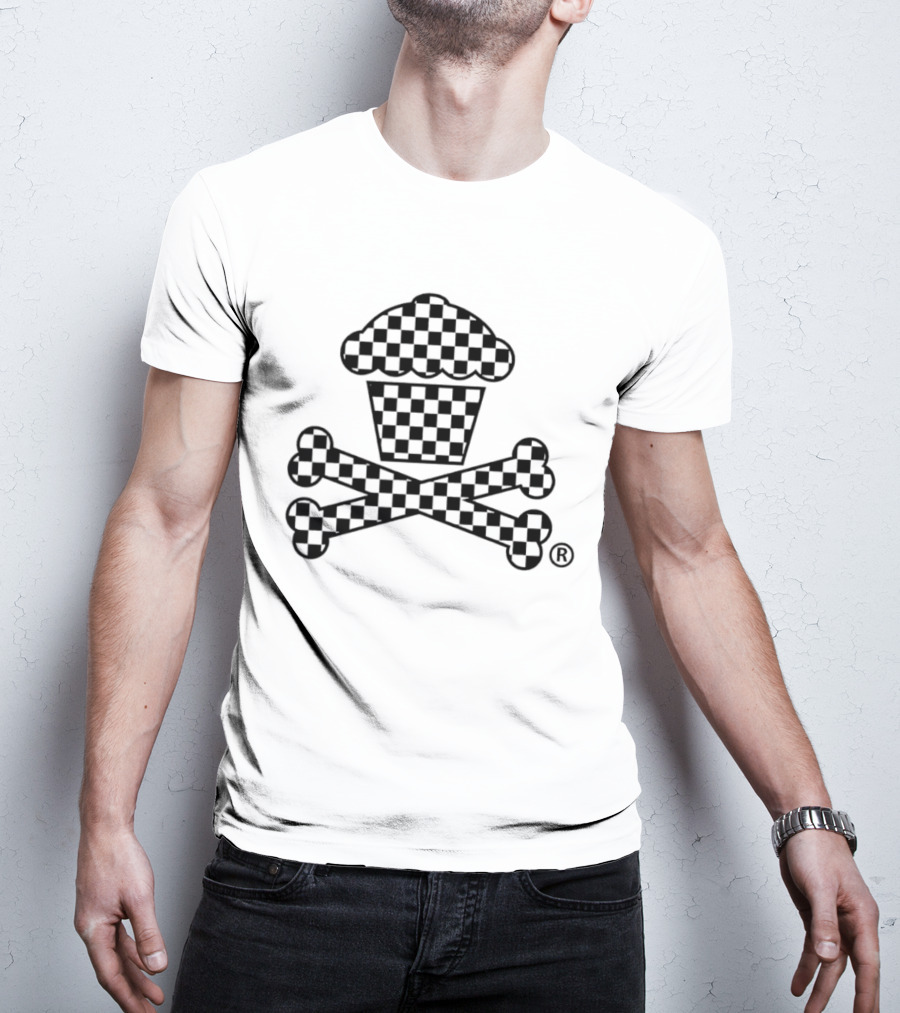 Checkered Cupcake Skull And Crossbones T-Shirt
