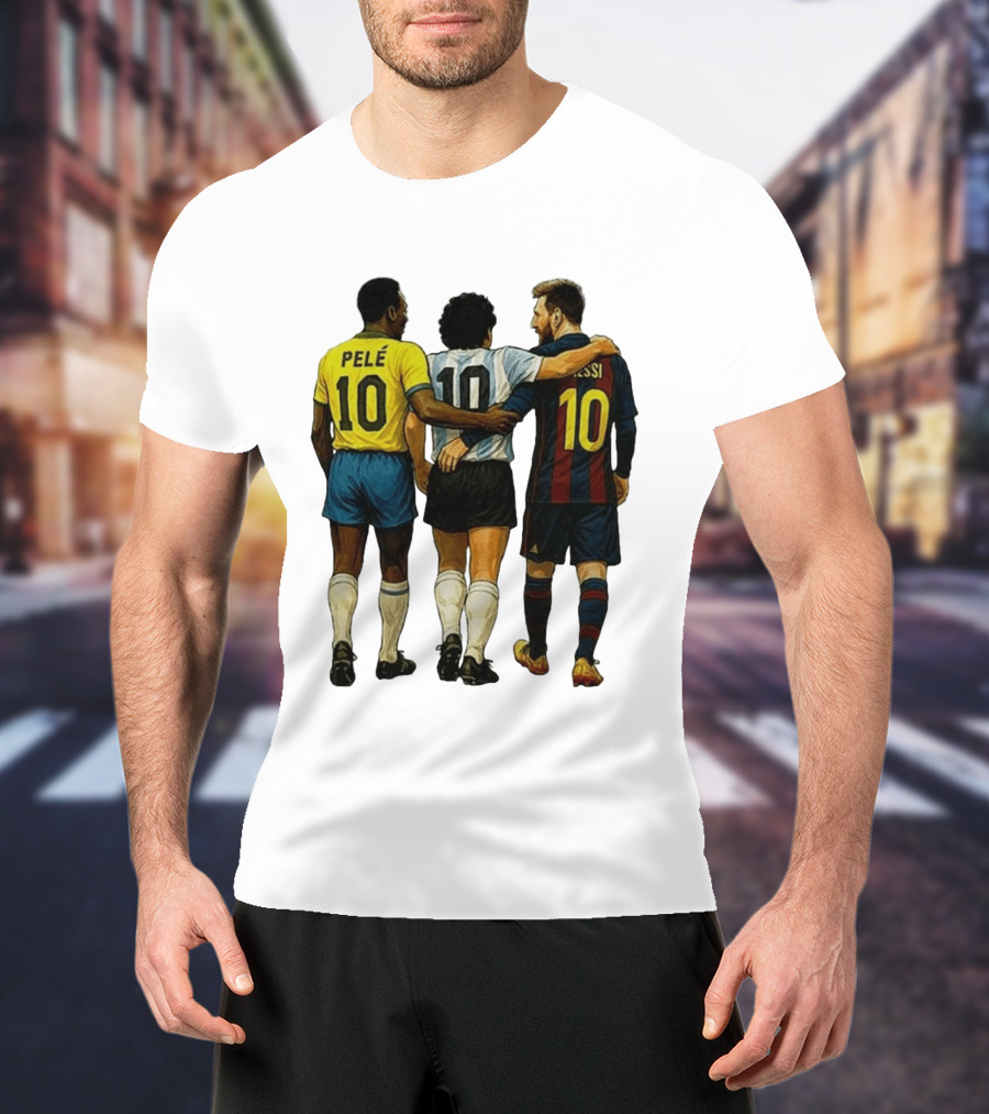 Pele Maradona Messi Football Legends Iconic Trio 10 T-Shirt