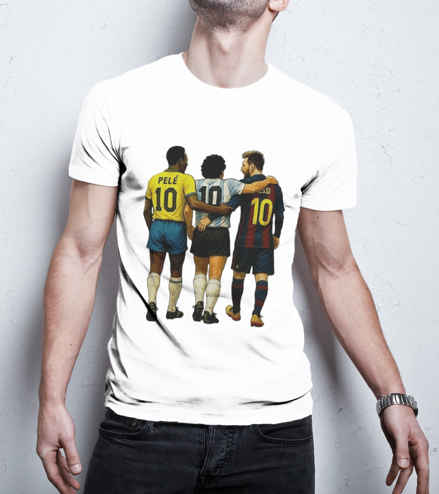 Pele Maradona Messi Football Legends Iconic Trio 10 T-Shirt