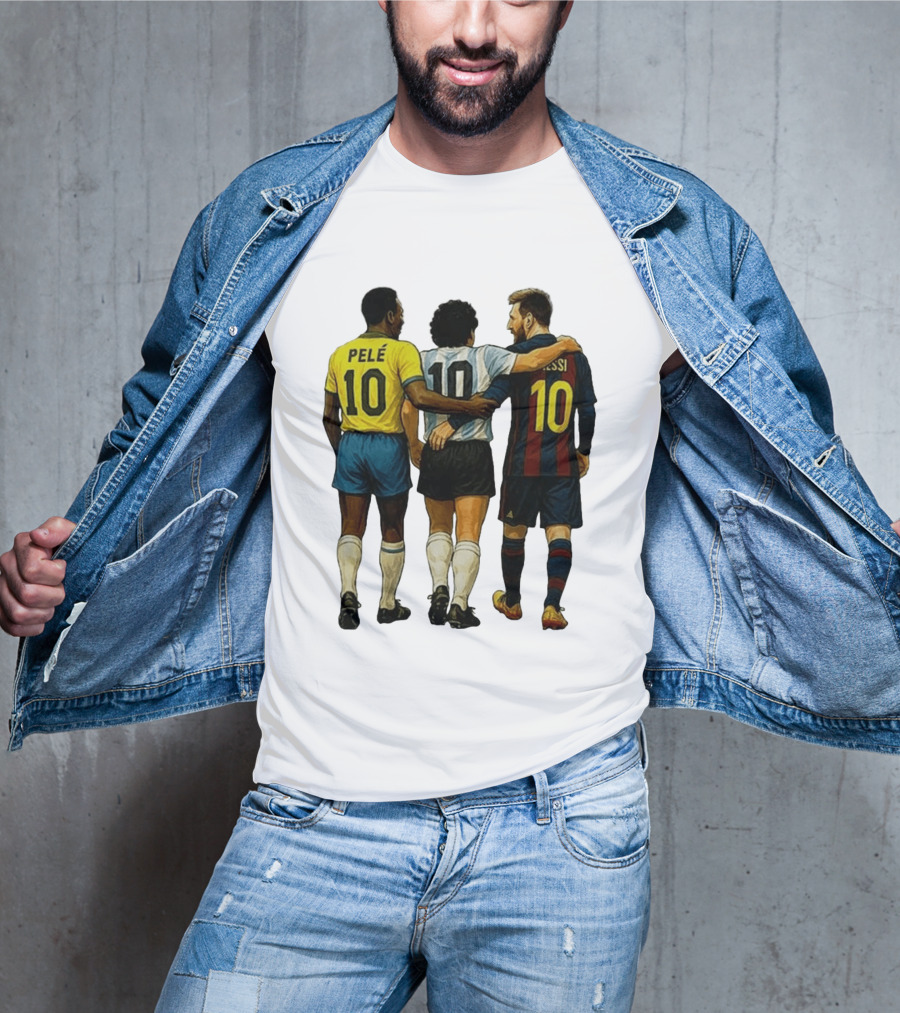 Pele Maradona Messi Football Legends Iconic Trio 10 T-Shirt