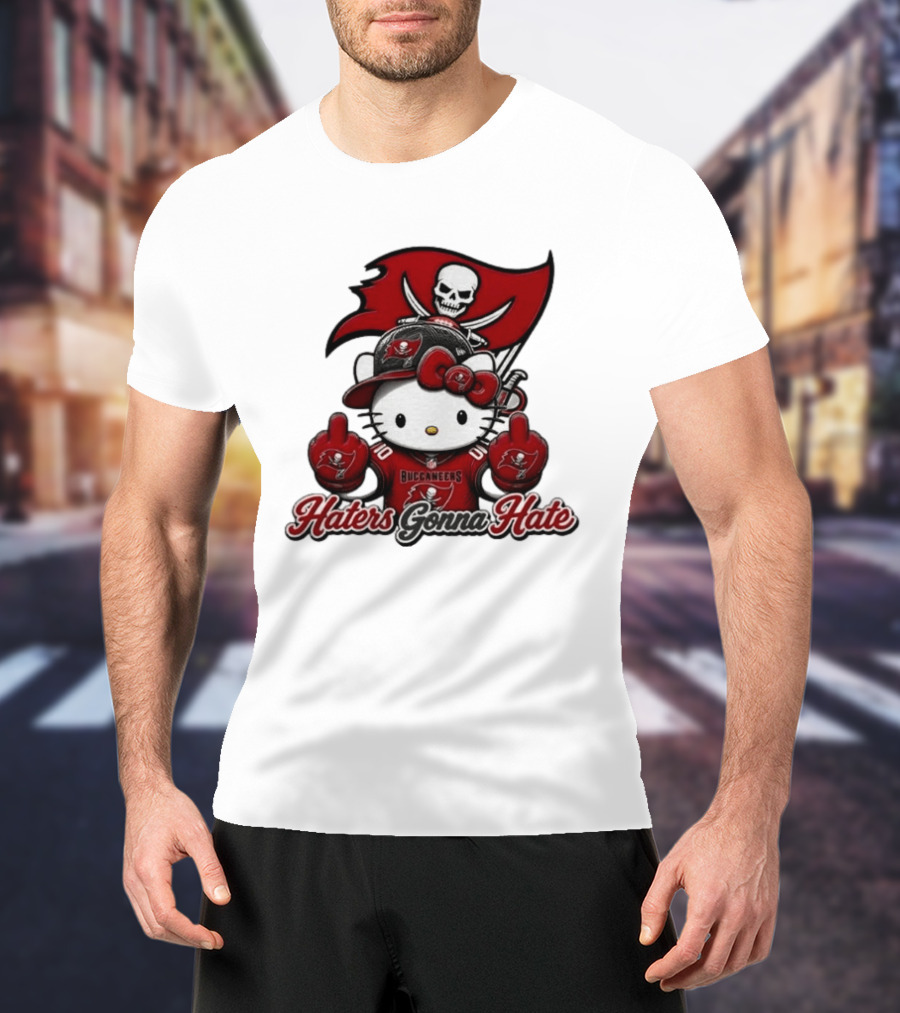 Hello Kitty Buccaneers Football Haters Gonna Hate Middle Finger T-Shirt