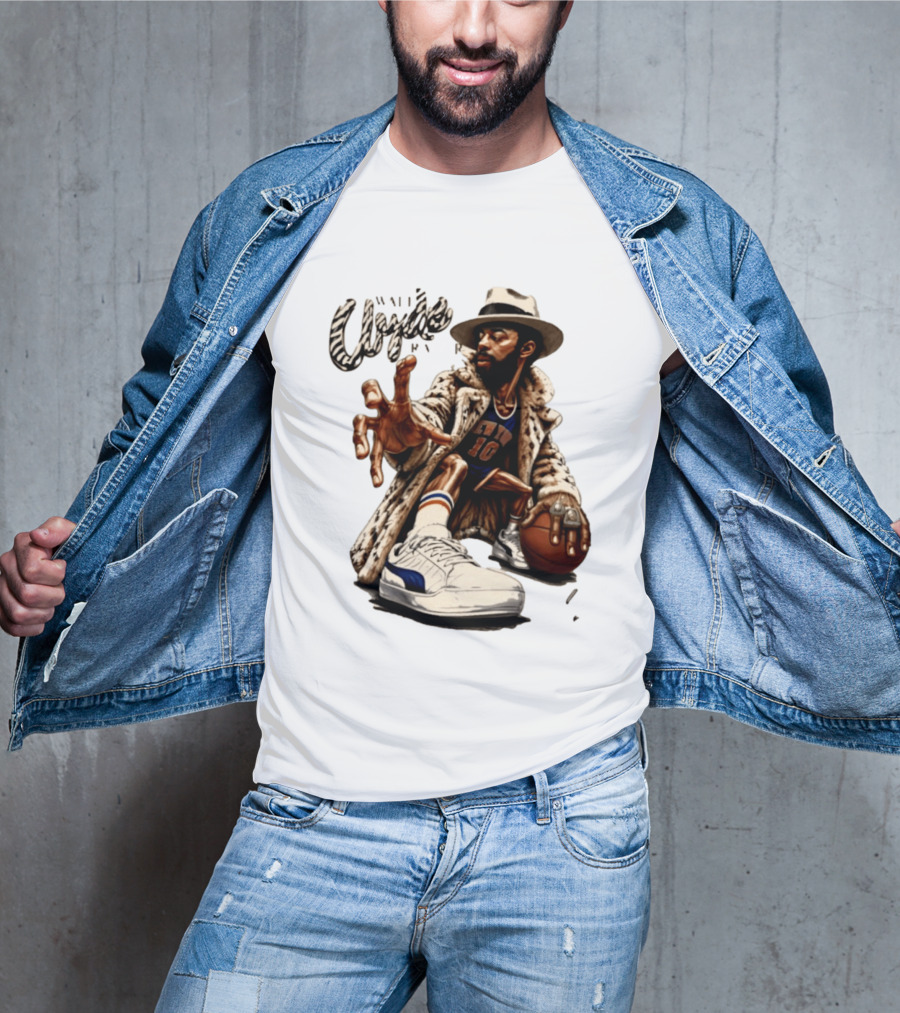 Walt Clyde Stylin' Profilin Throwback Knicks 10 Basketball Sneaker T-Shirt