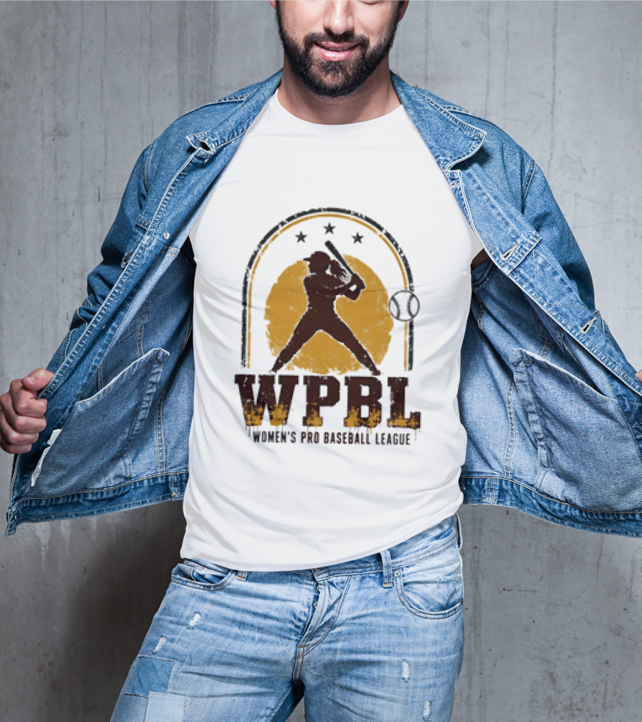 WPBL Women's Pro Baseball League Retro Silhouette Batting T-Shirt